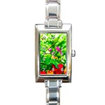 Bleeding Heart Flowers In Spring Rectangle Italian Charm Watch Front