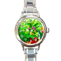 Bleeding Heart Flowers In Spring Round Italian Charm Watch by FunnyCow