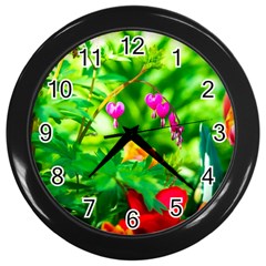 Bleeding Heart Flowers In Spring Wall Clock (black) by FunnyCow