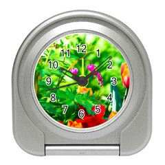 Bleeding Heart Flowers In Spring Travel Alarm Clock by FunnyCow