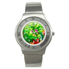 Bleeding Heart Flowers In Spring Stainless Steel Watch by FunnyCow