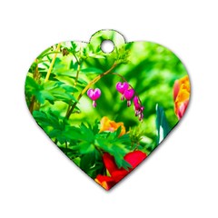 Bleeding Heart Flowers In Spring Dog Tag Heart (two Sides) by FunnyCow