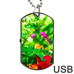 Bleeding Heart Flowers In Spring Dog Tag USB Flash (Two Sides) Front