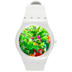 Bleeding Heart Flowers In Spring Round Plastic Sport Watch (m) by FunnyCow