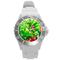 Bleeding Heart Flowers In Spring Round Plastic Sport Watch (l) by FunnyCow