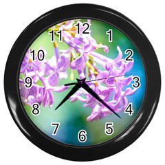 Beautiful Pink Lilac Flowers Wall Clock (black) by FunnyCow