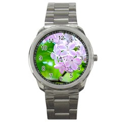 Elegant Pink Lilacs In Spring Sport Metal Watch by FunnyCow