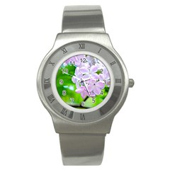 Elegant Pink Lilacs In Spring Stainless Steel Watch by FunnyCow