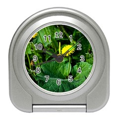 Yellow Dandelion Flowers In Spring Travel Alarm Clock by FunnyCow