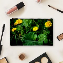 Yellow Dandelion Flowers In Spring Cosmetic Bag (medium) by FunnyCow