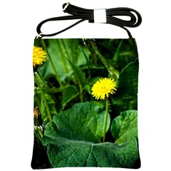 Yellow Dandelion Flowers In Spring Shoulder Sling Bags by FunnyCow