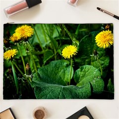 Yellow Dandelion Flowers In Spring Cosmetic Bag (xxl) by FunnyCow