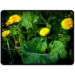 Yellow Dandelion Flowers In Spring Double Sided Fleece Blanket (large)  by FunnyCow