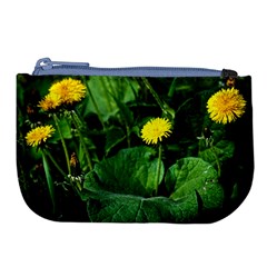 Yellow Dandelion Flowers In Spring Large Coin Purse by FunnyCow