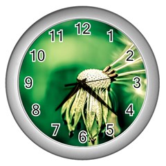 Dandelion Flower Green Chief Wall Clock (silver) by FunnyCow