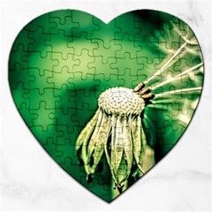 Dandelion Flower Green Chief Jigsaw Puzzle (heart) by FunnyCow