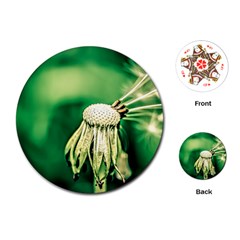 Dandelion Flower Green Chief Playing Cards (round)  by FunnyCow