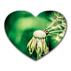 Dandelion Flower Green Chief Heart Mousepads by FunnyCow