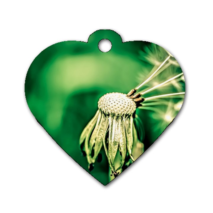 Dandelion Flower Green Chief Dog Tag Heart (One Side)