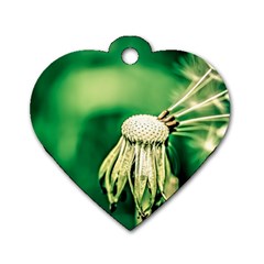 Dandelion Flower Green Chief Dog Tag Heart (two Sides) by FunnyCow