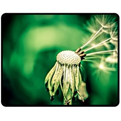 Dandelion Flower Green Chief Fleece Blanket (medium)  by FunnyCow