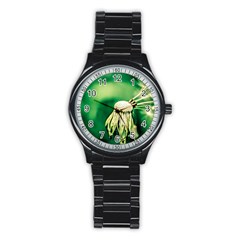 Dandelion Flower Green Chief Stainless Steel Round Watch by FunnyCow