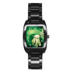 Dandelion Flower Green Chief Stainless Steel Barrel Watch by FunnyCow