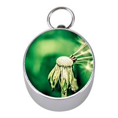 Dandelion Flower Green Chief Mini Silver Compasses by FunnyCow