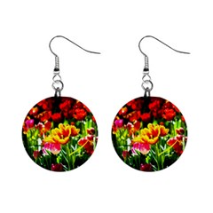 Colorful Tulips On A Sunny Day Mini Button Earrings by FunnyCow