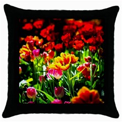 Colorful Tulips On A Sunny Day Throw Pillow Case (black) by FunnyCow