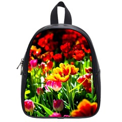 Colorful Tulips On A Sunny Day School Bag (small) by FunnyCow