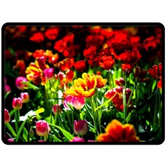 Colorful Tulips On A Sunny Day Fleece Blanket (large)  by FunnyCow