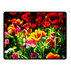 Colorful Tulips On A Sunny Day Fleece Blanket (small) by FunnyCow