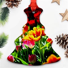 Colorful Tulips On A Sunny Day Christmas Tree Ornament (two Sides) by FunnyCow