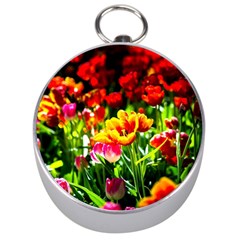 Colorful Tulips On A Sunny Day Silver Compasses by FunnyCow