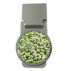 Green Field Of White Daisy Flowers Money Clips (round)  by FunnyCow