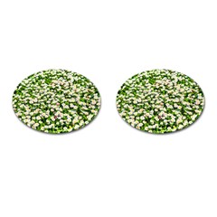 Green Field Of White Daisy Flowers Cufflinks (oval) by FunnyCow