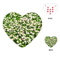 Green Field Of White Daisy Flowers Playing Cards (heart)  by FunnyCow