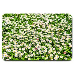 Green Field Of White Daisy Flowers Large Doormat  by FunnyCow