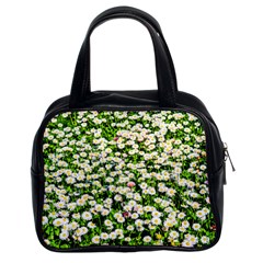 Green Field Of White Daisy Flowers Classic Handbags (2 Sides) by FunnyCow