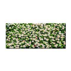 Green Field Of White Daisy Flowers Hand Towel by FunnyCow