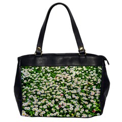 Green Field Of White Daisy Flowers Office Handbags by FunnyCow