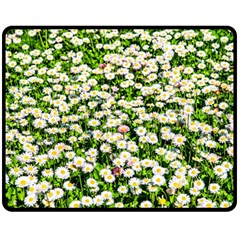 Green Field Of White Daisy Flowers Fleece Blanket (medium)  by FunnyCow