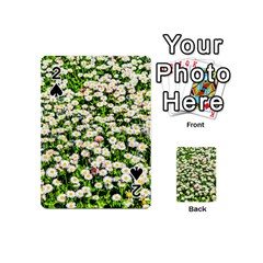 Green Field Of White Daisy Flowers Playing Cards 54 (mini)  by FunnyCow