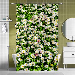 Green Field Of White Daisy Flowers Shower Curtain 48  X 72  (small)  by FunnyCow