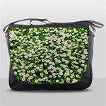 Green Field Of White Daisy Flowers Messenger Bags Front