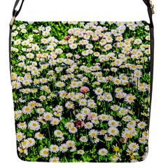 Green Field Of White Daisy Flowers Flap Messenger Bag (s) by FunnyCow