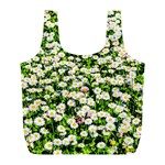 Green Field Of White Daisy Flowers Full Print Recycle Bags (L)  Back