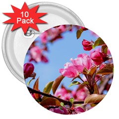 Crab Apple Blossoms 3  Buttons (10 Pack)  by FunnyCow