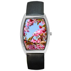 Crab Apple Blossoms Barrel Style Metal Watch